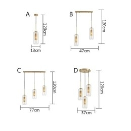 Nordisk Pendellampe I Klart Glass Unik, Innvendig, Hul Pendellampe I Messing