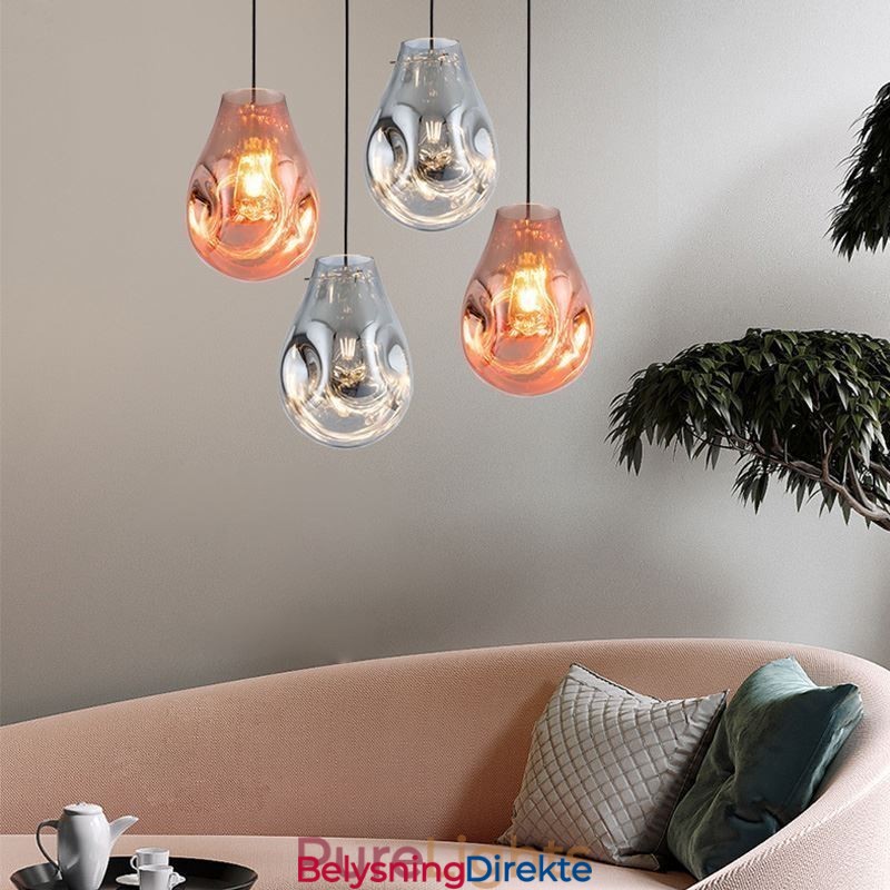 Fargerik Pendellampe Med Såpeboble I Glass Og Taklampe I Øystil