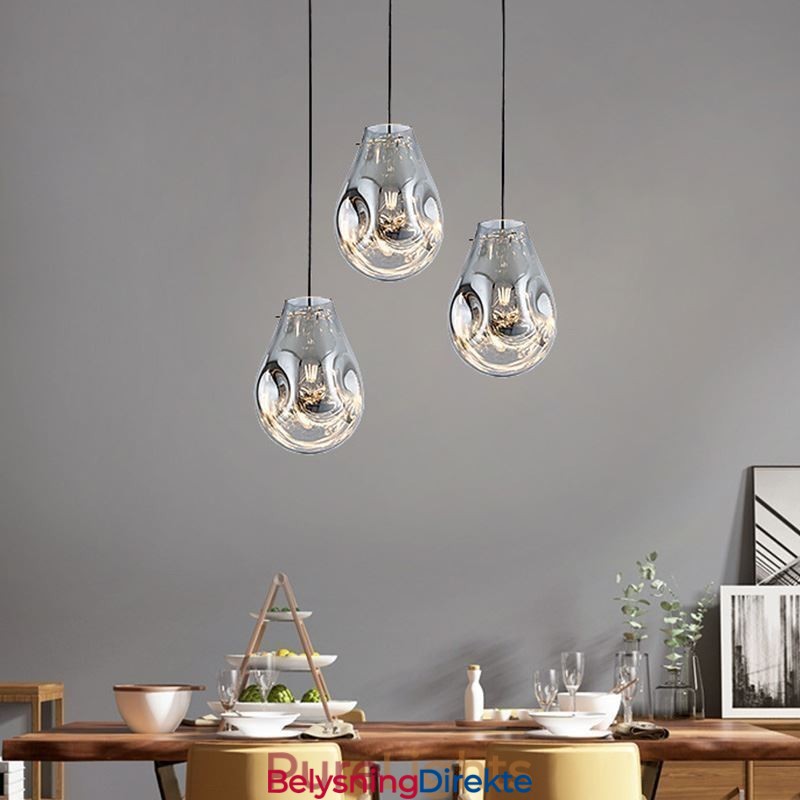 Fargerik Pendellampe Med Såpeboble I Glass Og Taklampe I Øystil