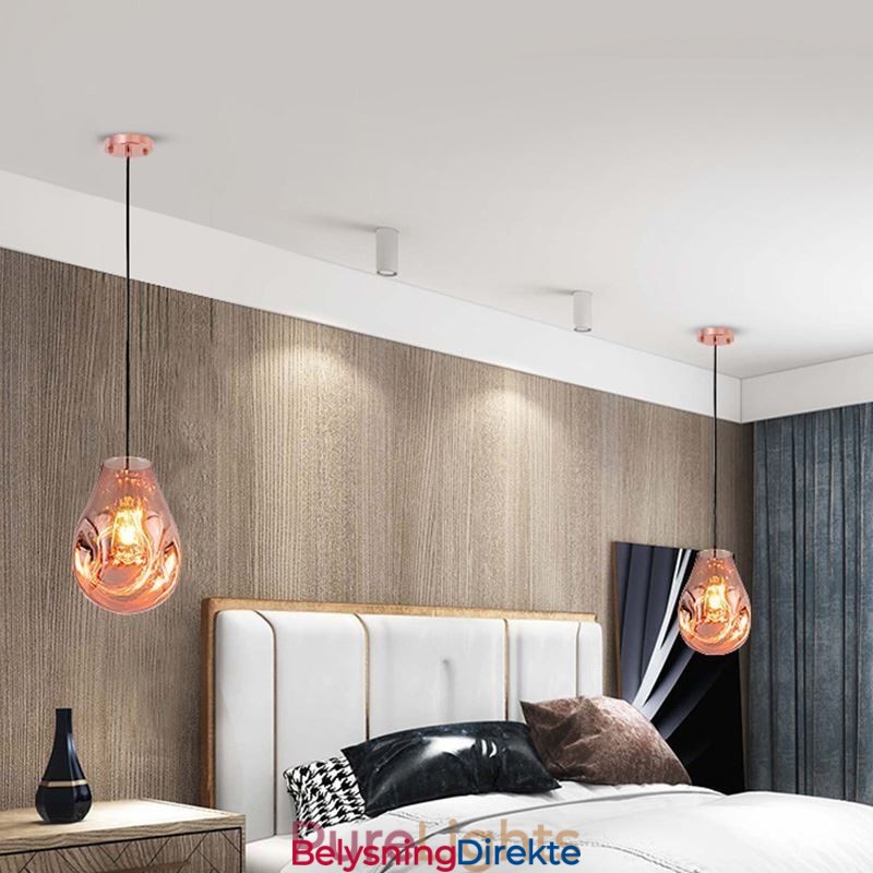 Fargerik Pendellampe Med Såpeboble I Glass Og Taklampe I Øystil