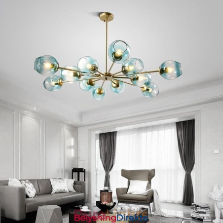 Nordisk Glassanhengslampe I Magisk Bønneform, Lysekronebelysning