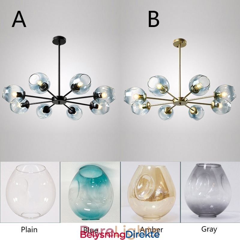 Nordisk Glassanhengslampe I Magisk Bønneform, Lysekronebelysning