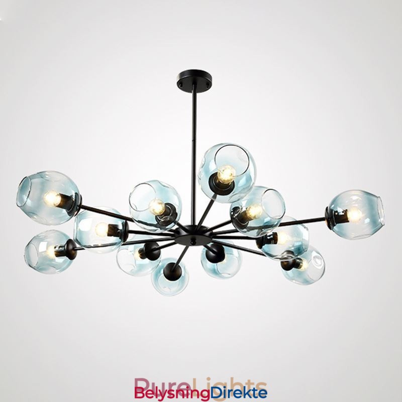 Nordisk Glassanhengslampe I Magisk Bønneform, Lysekronebelysning