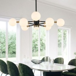 Nordisk Glass Pendellampe Melkehvit Rund Lampe Lysekronebelysning