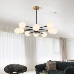 Nordisk Glass Pendellampe Melkehvit Rund Lampe Lysekronebelysning