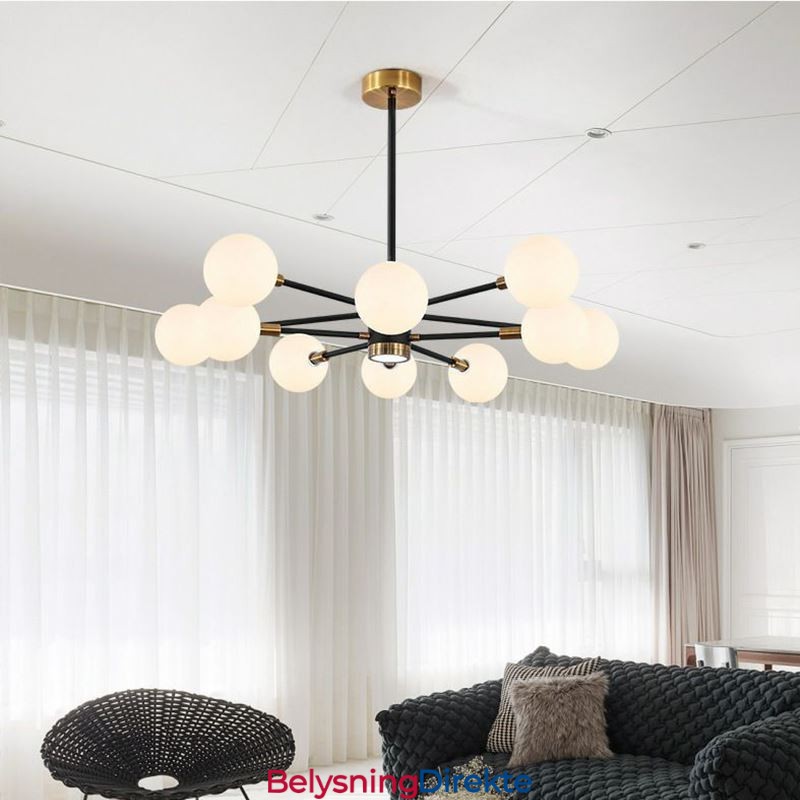 Nordisk Glass Pendellampe Melkehvit Rund Lampe Lysekronebelysning