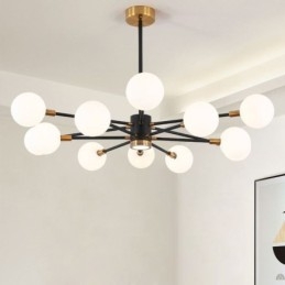 Nordisk Glass Pendellampe Melkehvit Rund Lampe Lysekronebelysning