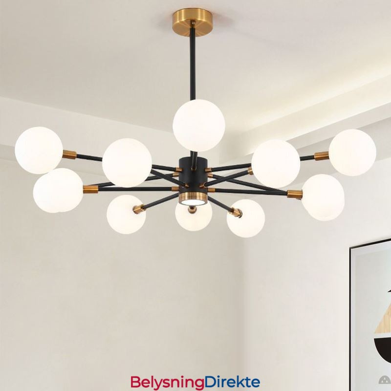 Nordisk Glass Pendellampe Melkehvit Rund Lampe Lysekronebelysning