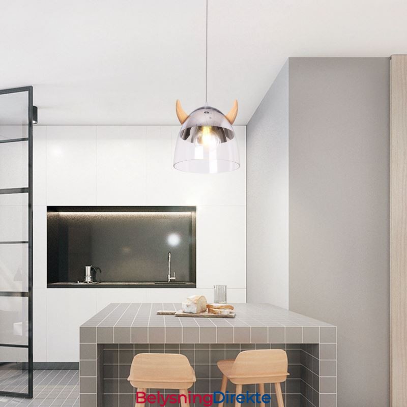 Klassisk Glass Pendellampe Trehornlampe Kreativ Belysning