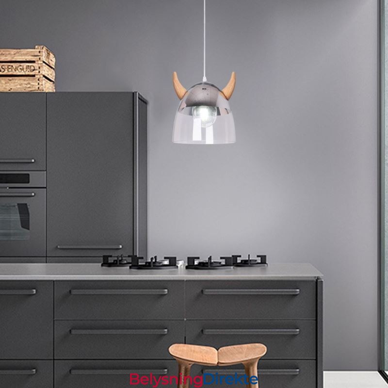 Klassisk Glass Pendellampe Trehornlampe Kreativ Belysning