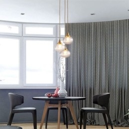 Glass Pendellampe Klar Rund Ribbet Gresskarformet Lampe Med 1 Lys