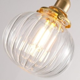 Glass Pendellampe Klar Rund Ribbet Gresskarformet Lampe Med 1 Lys
