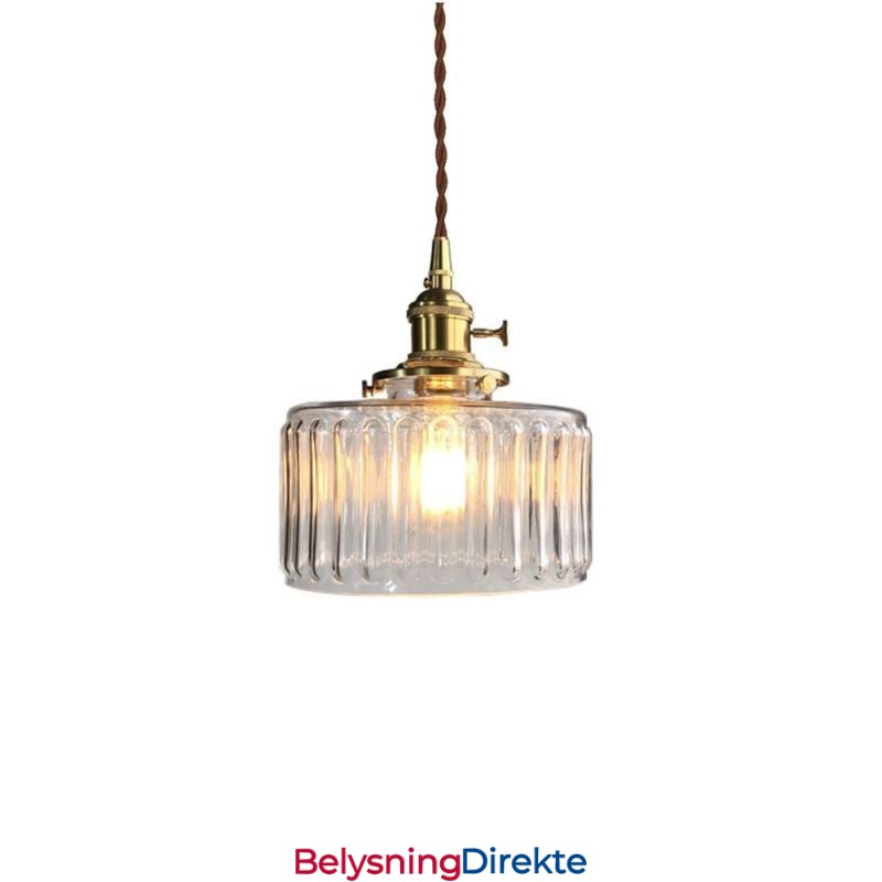 Jelly Jar Pendellampe I Klart, Ribbet Glass Med Vribryter