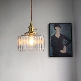 Jelly Jar Pendellampe I Klart, Ribbet Glass Med Vribryter