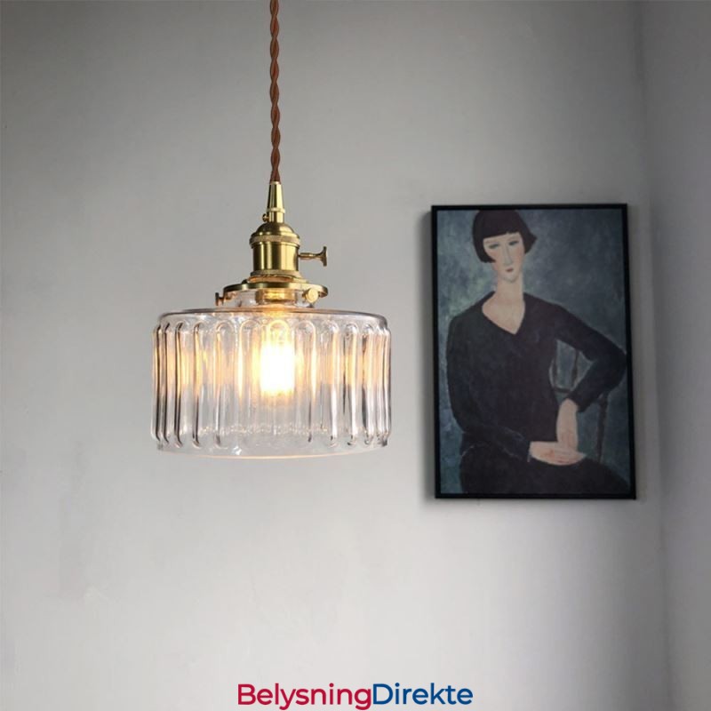 Jelly Jar Pendellampe I Klart, Ribbet Glass Med Vribryter