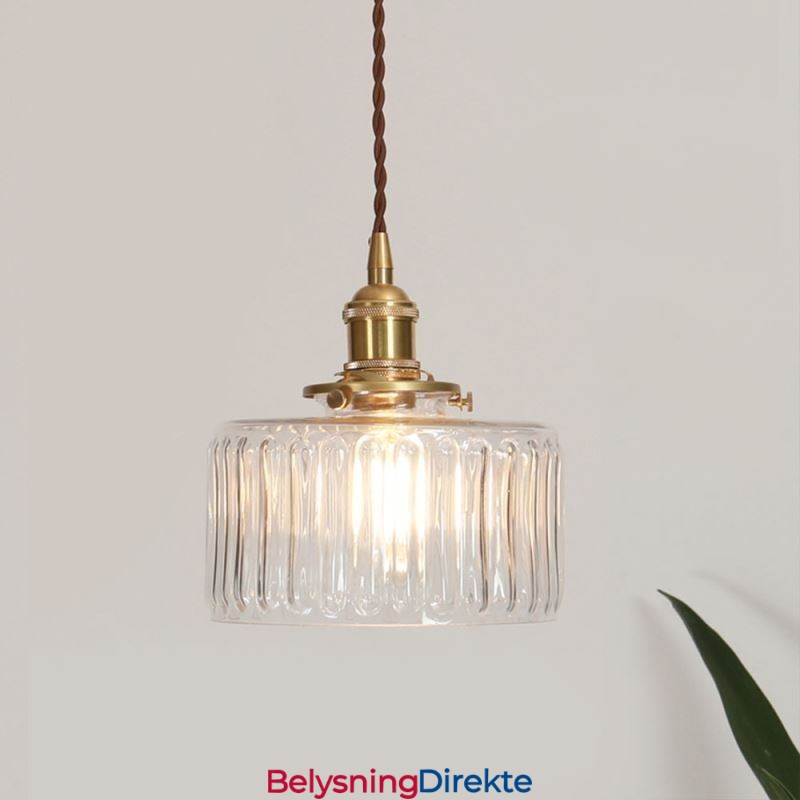 Jelly Jar Pendellampe I Klart, Ribbet Glass Med Vribryter