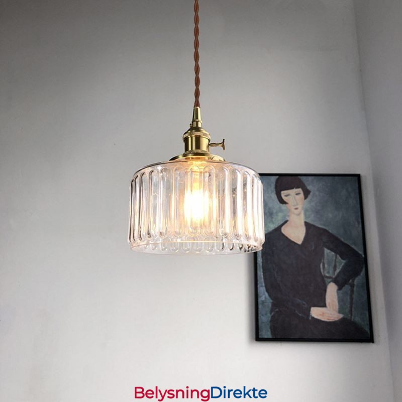 Jelly Jar Pendellampe I Klart, Ribbet Glass Med Vribryter