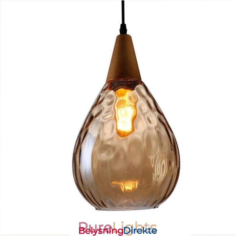 Pendellampe Med Dråpeformet Glassskjerm