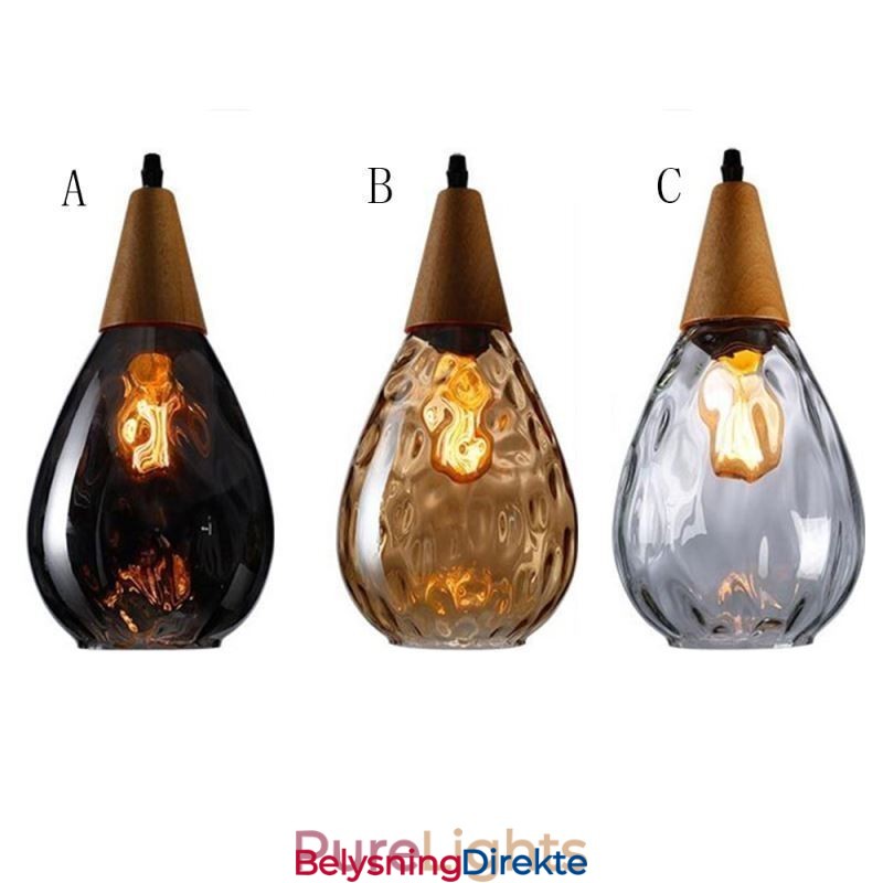 Pendellampe Med Dråpeformet Glassskjerm