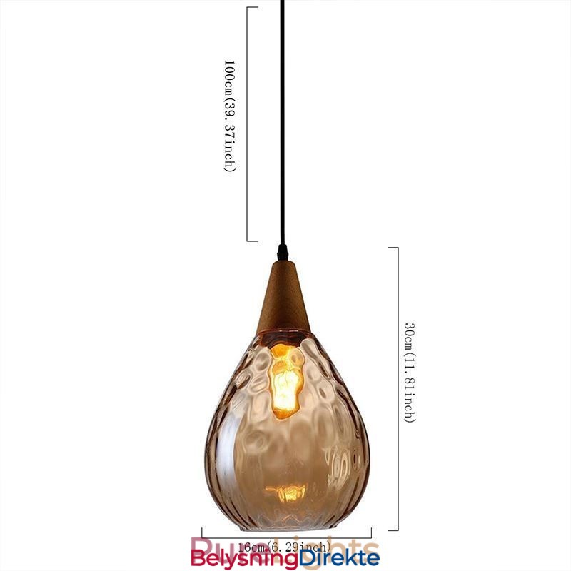 Pendellampe Med Dråpeformet Glassskjerm