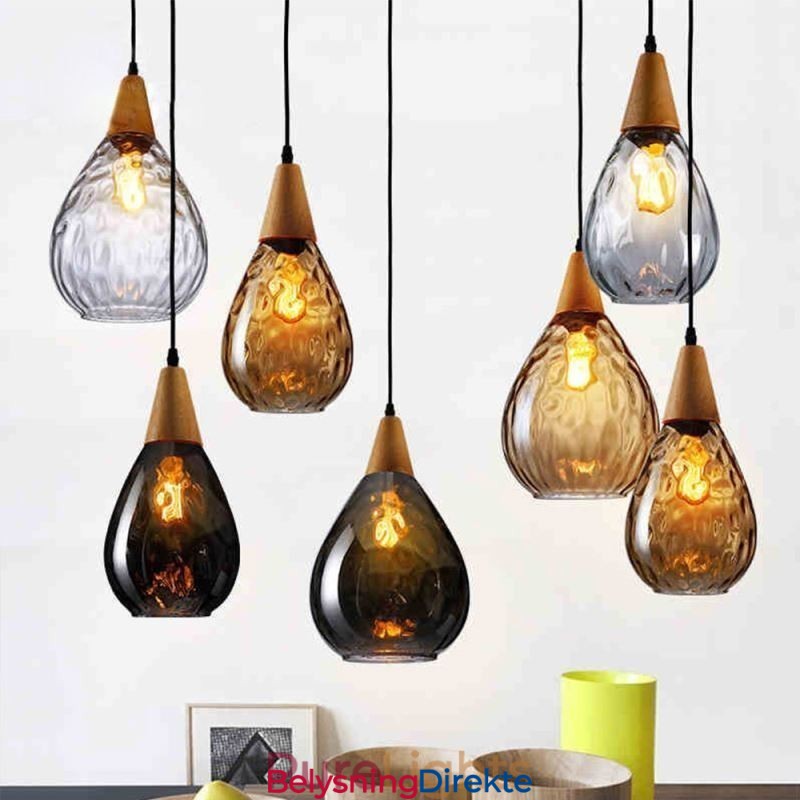 Pendellampe Med Dråpeformet Glassskjerm