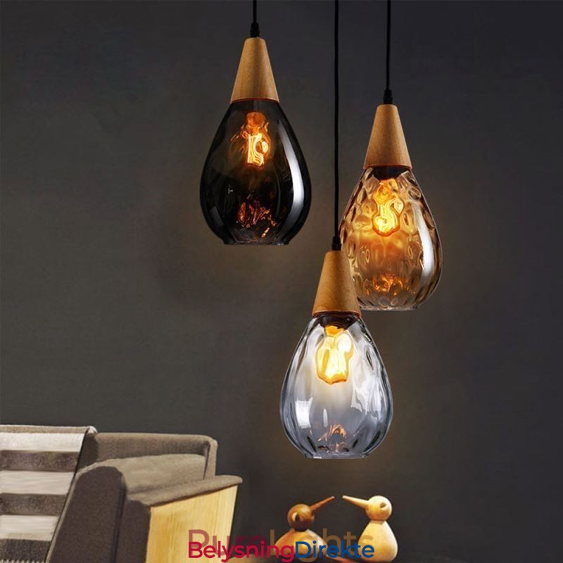 Pendellampe Med Dråpeformet Glassskjerm