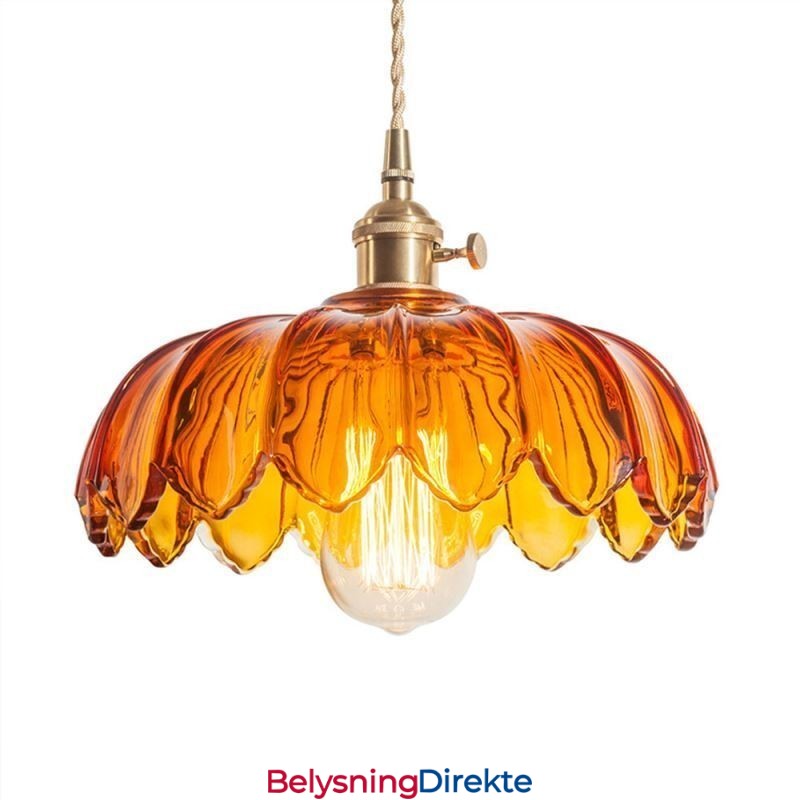 Moderne Retro Glassanhengslampe Med Blomsterskjerm Og Vribryter