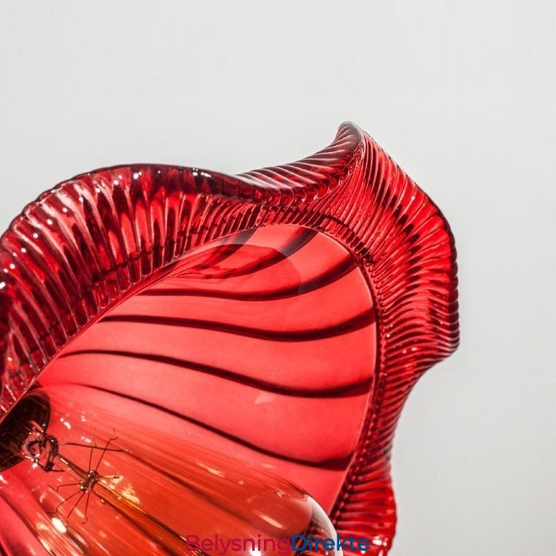 Vintage Fargerik Ribbet Glass Pendellampe Blomsterskjermlampe Med Vribryter