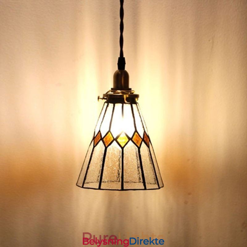 Rustikk Taklampe I Farget Glass