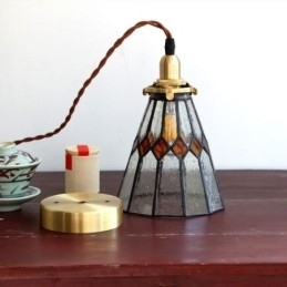 Rustikk Taklampe I Farget Glass