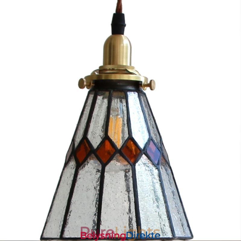 Rustikk Taklampe I Farget Glass