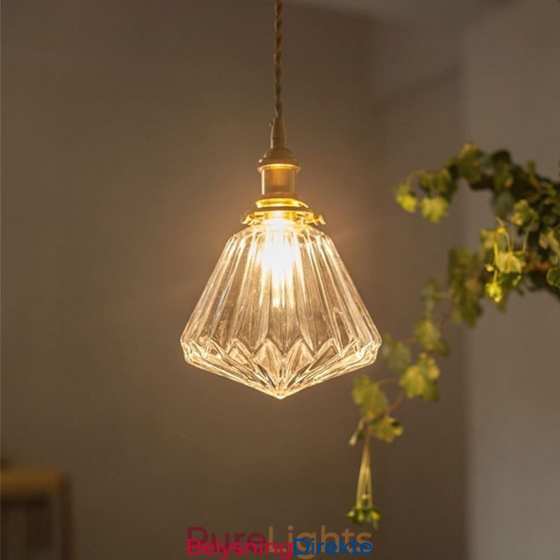 Klar Diamantformet Glasspendellampe