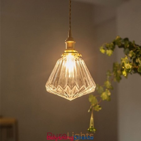 Klar Diamantformet Glasspendellampe