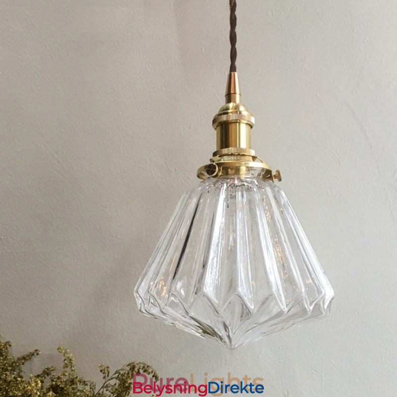 Klar Diamantformet Glasspendellampe