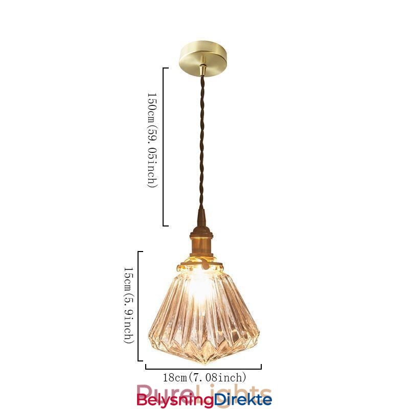 Klar Diamantformet Glasspendellampe