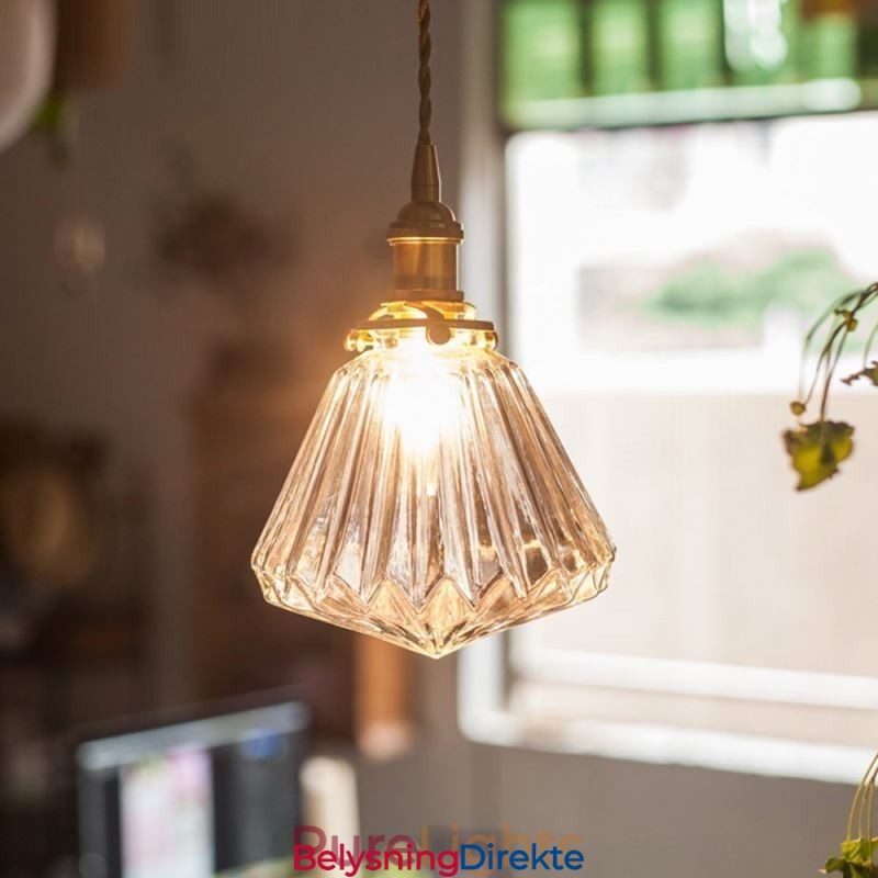 Klar Diamantformet Glasspendellampe