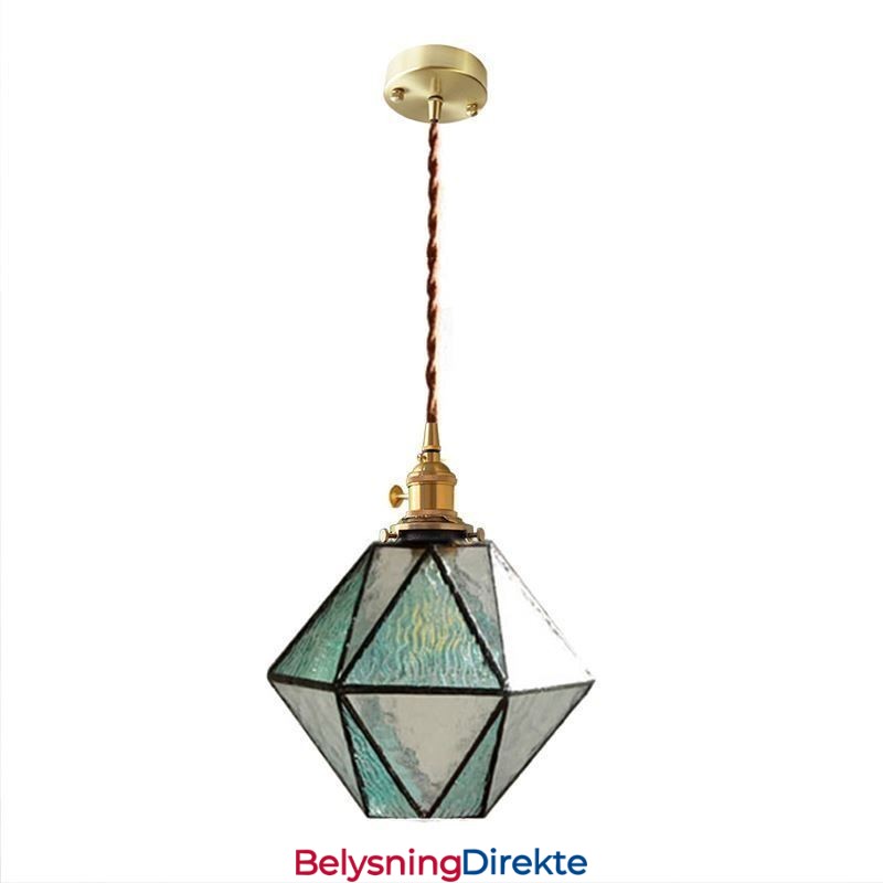 Geometrisk Farget Glass Pendellampe I Gårdshusstil