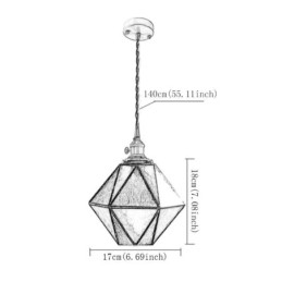 Geometrisk Farget Glass Pendellampe I Gårdshusstil