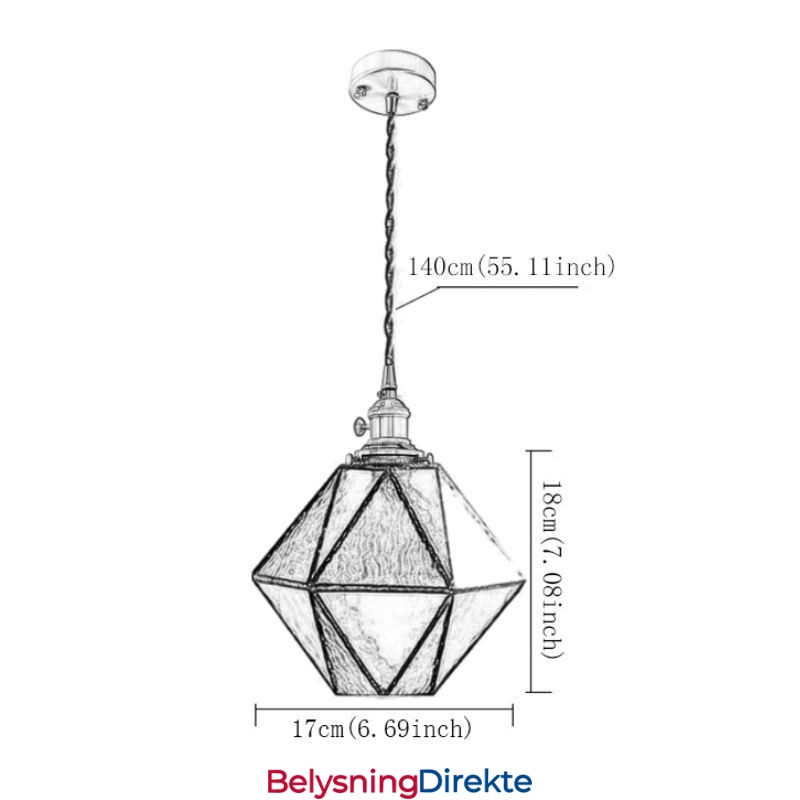 Geometrisk Farget Glass Pendellampe I Gårdshusstil