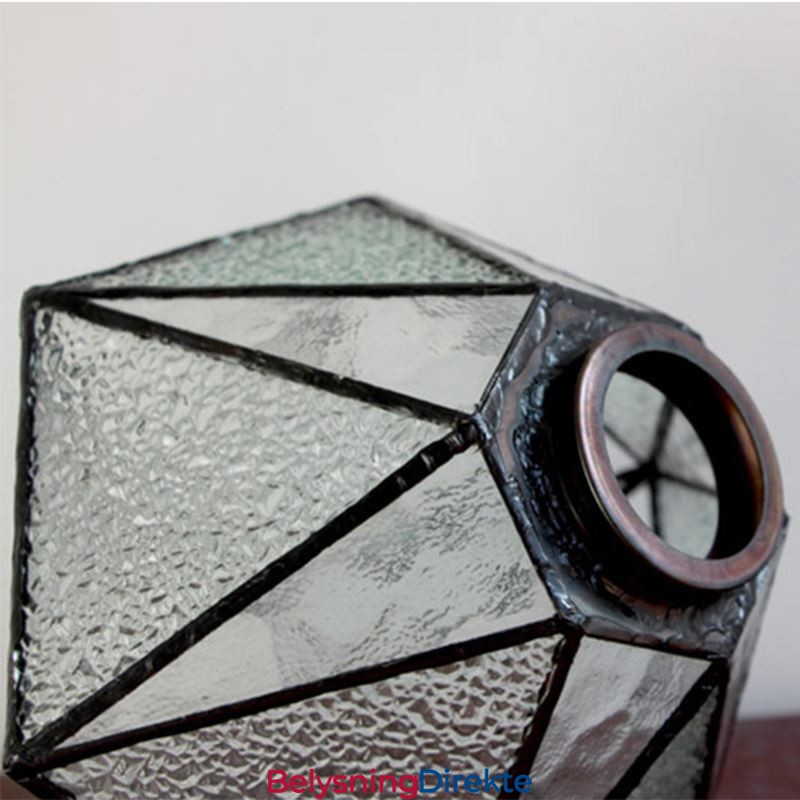 Geometrisk Farget Glass Pendellampe I Gårdshusstil