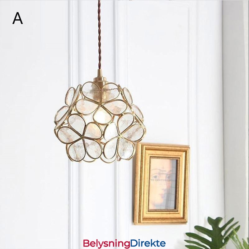 Nordisk Kreativ Pendellampe I Glass, Hjembelysning, Kronbladformet Lampe, Nattbordslampe