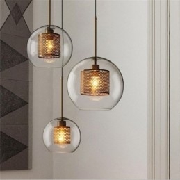 Nordisk Pendellampe I Glass, Hjembelysning, Rund, Kuleformet Lampe, Nattbordslampe