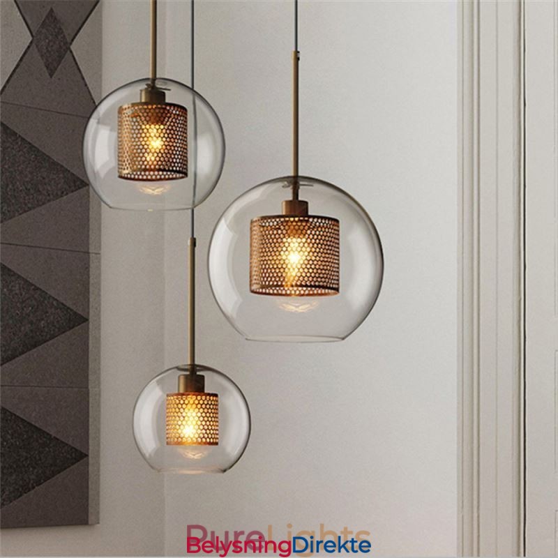 Nordisk Pendellampe I Glass, Hjembelysning, Rund, Kuleformet Lampe, Nattbordslampe