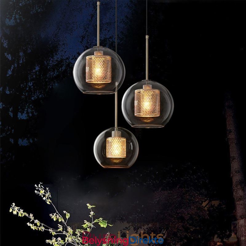 Nordisk Pendellampe I Glass, Hjembelysning, Rund, Kuleformet Lampe, Nattbordslampe