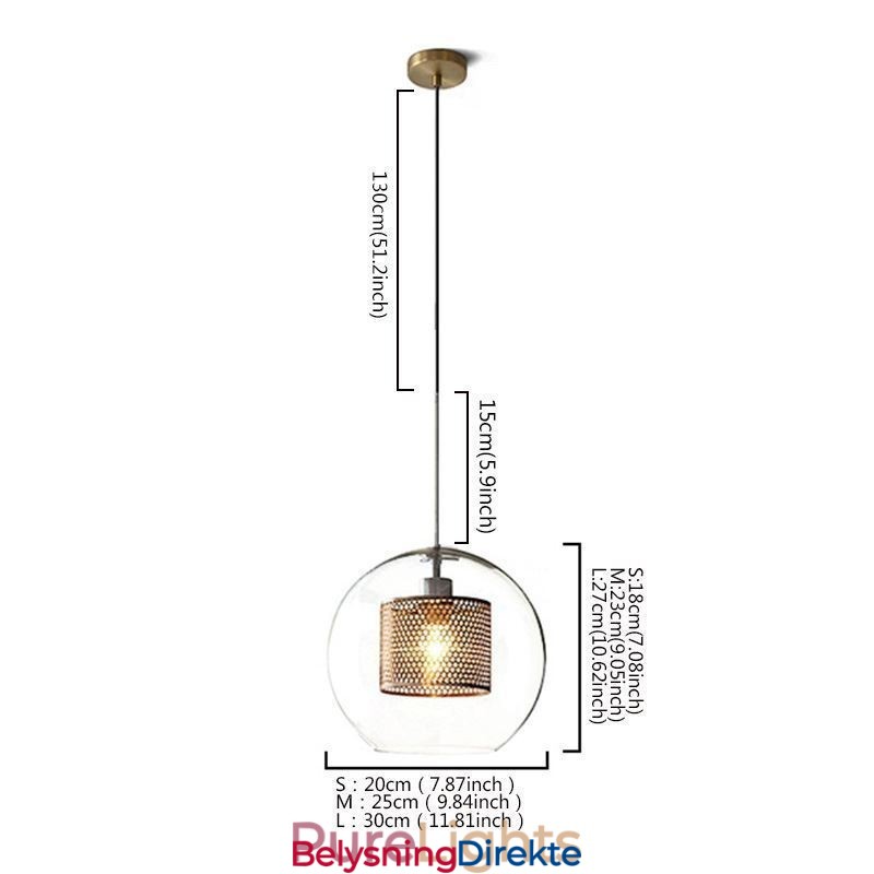 Nordisk Pendellampe I Glass, Hjembelysning, Rund, Kuleformet Lampe, Nattbordslampe