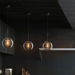 Nordisk Pendellampe I Glass, Hjembelysning, Rund, Kuleformet Lampe, Nattbordslampe