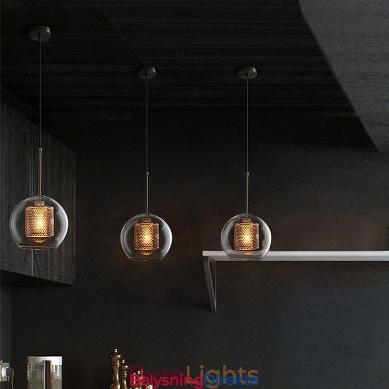 Nordisk Pendellampe I Glass, Hjembelysning, Rund, Kuleformet Lampe, Nattbordslampe