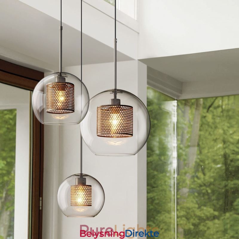 Nordisk Pendellampe I Glass, Hjembelysning, Rund, Kuleformet Lampe, Nattbordslampe