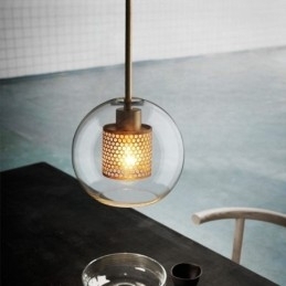 Nordisk Pendellampe I Glass, Hjembelysning, Rund, Kuleformet Lampe, Nattbordslampe