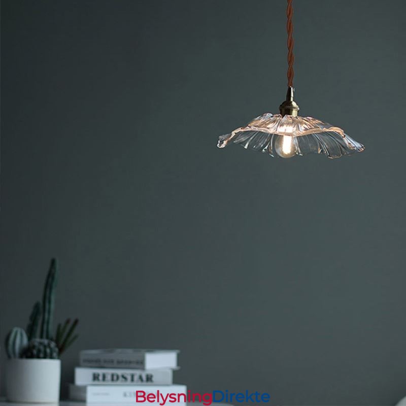 Lotusblad Ribbet Klar Glass Pendellampe Homestay Lampe